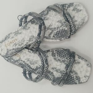 EXPRESS Snakeskin Strappy Slides Open Mule Flats Sandals Sz:7